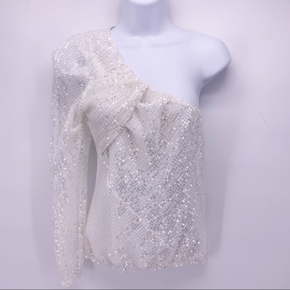 Zara One Sleeve Sequin Top Size XS